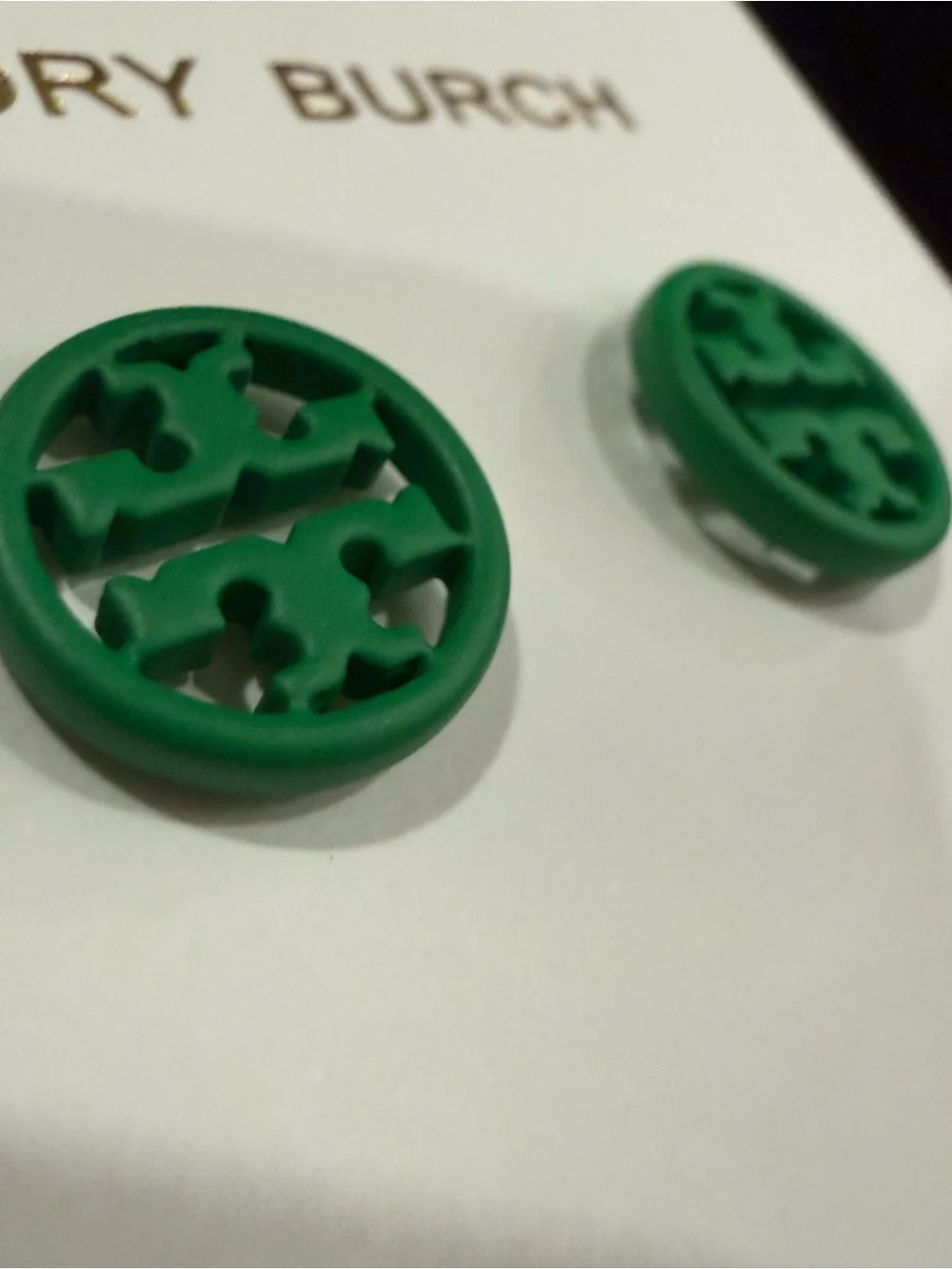 Tory Burch | Green & Gold Plated Stud Earrings | Small